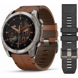 Умные часы Garmin Fenix 8, 51 мм, AMOLED Sapphire Bare Titanium / Black / Chestnut Leather Band + Grapphite Silicone Band