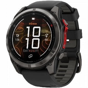 Умные часы Garmin Fenix 8, 51 мм, Microled Sapphire Lens Carbon Grey DLC Tinanium With /Pebble Gray Silicone Black
