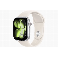 Apple Watch Series 11 46 мм, M/L 140-245 мм, Silver Aluminum Case, Starlight Sport Band