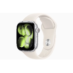 Умные часы Apple Watch Series 11 46 мм, M/L 140-245 мм, Silver Aluminum Case, Starlight Sport Band