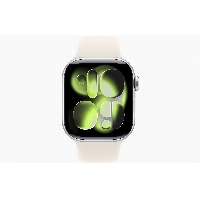 Apple Watch Series 11 46 мм, M/L 140-245 мм, Silver Aluminum Case, Starlight Sport Band