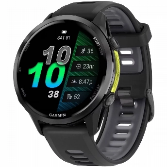 Умные часы Garmin Forerunner 970, Carbon Grey DLC Titanium Black/Translucent Whitestone, черный