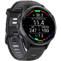 Умные часы Garmin Forerunner 970, Carbon Grey DLC Titanium Black/Translucent Whitestone, черный