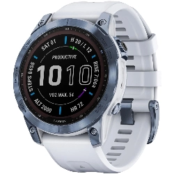 Умные часы Garmin Fenix 7 Mineral Blue with Whitestone Band, голубой/белый