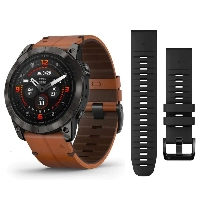 Часы Garmin Epix Pro Gen 2 Sapphire Edition, 51 мм, Carbon Gray, Chestnut Leather Band (+ Black Silicon Band) 