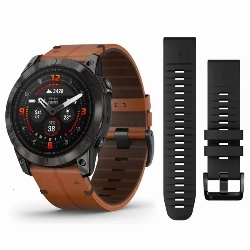 Часы Garmin Epix Pro Gen 2 Sapphire Edition, 51 мм, Carbon Gray, Chestnut Leather Band (+ Black Silicon Band) 