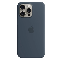 Чехол Apple iPhone 15 Pro Max Silicone Case с MagSafe, штормовой, Blue, синий