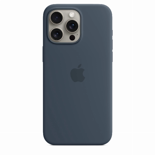 Чехол Apple iPhone 15 Pro Max Silicone Case с MagSafe, штормовой, Blue, синий