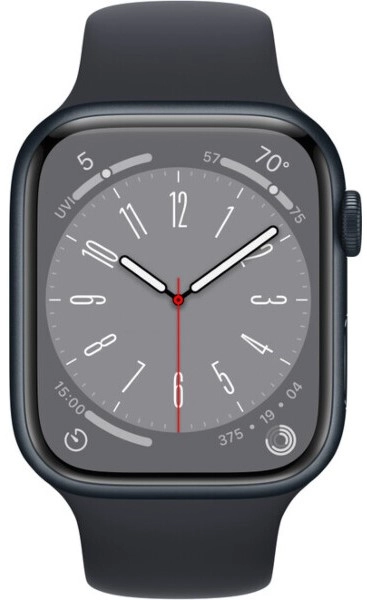 Умные часы Apple Watch Series 8 45 мм, M/L 160-210 мм, Aluminium Case with Sport Band, Midnight