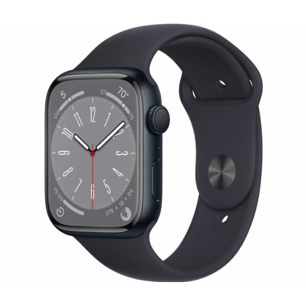 Умные часы Apple Watch Series 8 45 мм, M/L 160-210 мм, Aluminium Case with Sport Band, Midnight