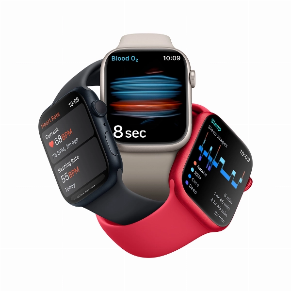 Умные часы Apple Watch Series 8 45 мм, M/L 160-210 мм, Aluminium Case with Sport Band, Silver