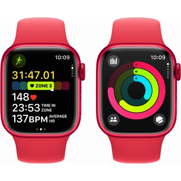 Умные часы Apple Watch Series 9 45 мм, S/M 130-180 мм, Aluminium Case with Sport Band, Red
