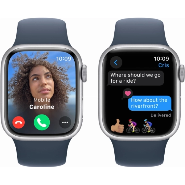 Умные часы Apple Watch Series 9 45 мм, S/M 130-180 мм, Aluminium Case with Sport Band, Silver
