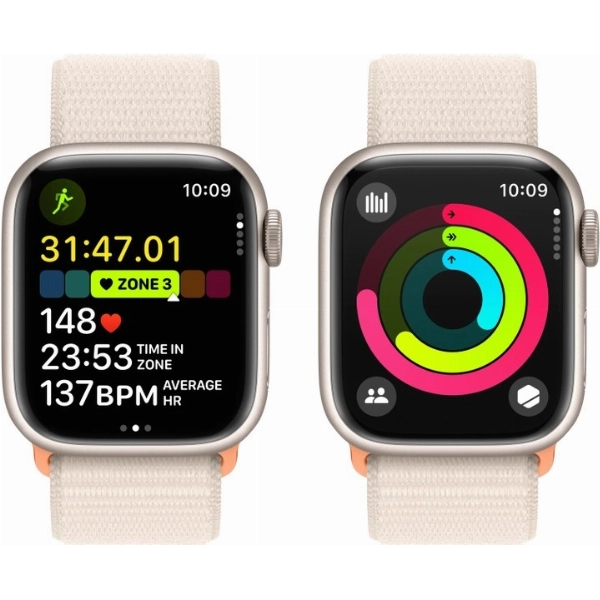 Умные часы Apple Watch Series 9 41 мм, Aluminium Case with Sport Loop, Starlight